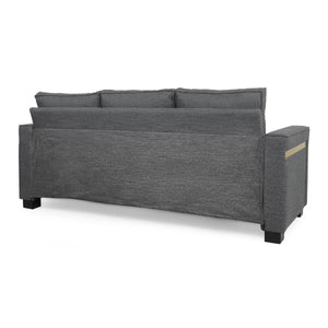 English Elm Christopher Knight Home® - SOFA Charcoal 3-Seater with Pillow Back Upholstery, Birch Wood Legs, Contemporary Cozy Design 69440.00CHAR