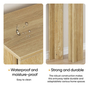 English Elm 62.99-inch Farmhouse Console Table Slim Entryway Sofa Accent with Rustic Wood Finish Oak W1706P399676