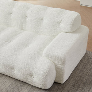 English Elm [video]87.4-inch Cloud Series Chenille Three-seater Sofa with Tufted Square Arms for Living Rooms White W3505P383948