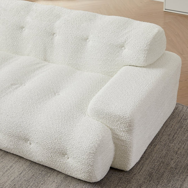 English Elm [video]87.4-inch Cloud Series Chenille Three-seater Sofa with Tufted Square Arms for Living Rooms White W3505P383948