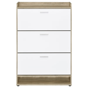 English Elm Kyla 3-Tier Engineered Wood Shoe Cabinet with Top Display Shelf, Antique Pine Accents, Durable Finish B062P299908