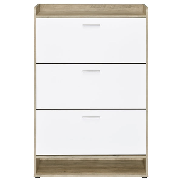 English Elm Kyla 3-Tier Engineered Wood Shoe Cabinet with Top Display Shelf, Antique Pine Accents, Durable Finish B062P299908