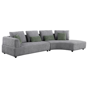 English Elm Lincoln Grey Curved Upholstered Sectional Sofa with Pillow-Back Cushions, Plush Grey Fabric Lounge B062S01310