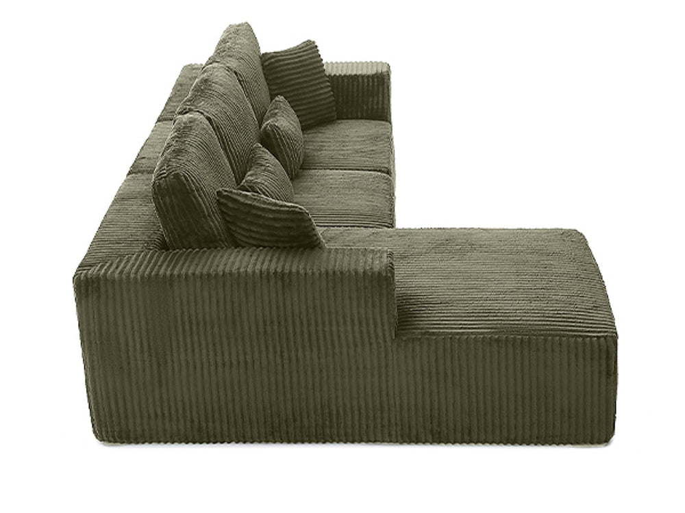 English Elm 107.5 Inch Modular L-shaped Sectional Corduroy Cloud Sofa Deep Seat Sleeper W2564S00121
