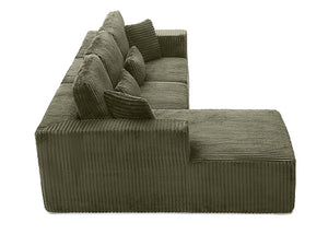 English Elm 107.5 Inch Modular L-shaped Sectional Corduroy Cloud Sofa Deep Seat Sleeper W2564S00121