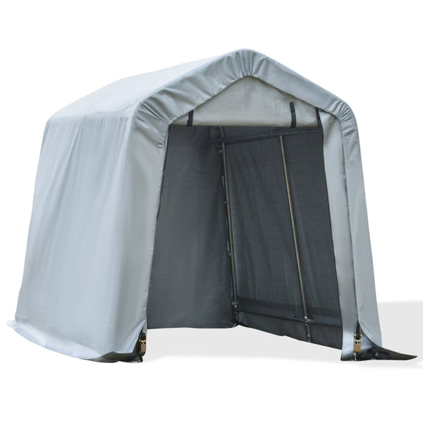 English Elm Outsunny Portable Galvanized Steel Carport with Uv Shield Pe Cover for Bikes and Tools W2225P200751