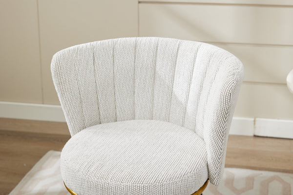 English Elm Counter Mid-Century Swivel Bar Stools Set of 2 — 360° Upholstered Seats, Metal Legs, Padded Comfort, Gold Accents Beige W2725P252443