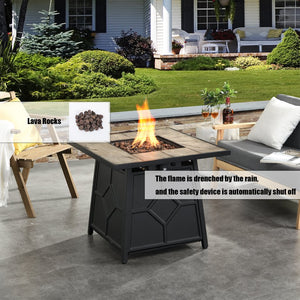 English Elm Fire Pit Table 50,000 BTU Propane Outdoor Patio Firepit with Auto-Ignition, Tile Top, CSA-Certified Grey 32.09 L x 32.09 W x 9.45 H T3609P332394