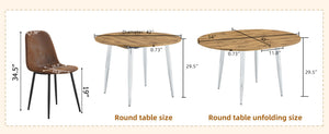 English Elm Table and Chair Set Extendable Round Oval Wood Grain Mdf Modern Dining Room W1151S03965
