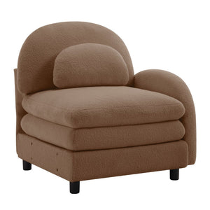 English Elm Vitoria Curved Modular Sectional Sofa Plush Teddy Fleece Sculptural Living Room Seating W5656P454265
