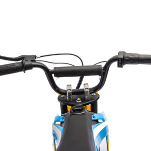 English Elm 24v 250w Kids Off-road Electric Motorcycle with Led Lights Bluetooth and Rear Suspension Blue W1578P203980
