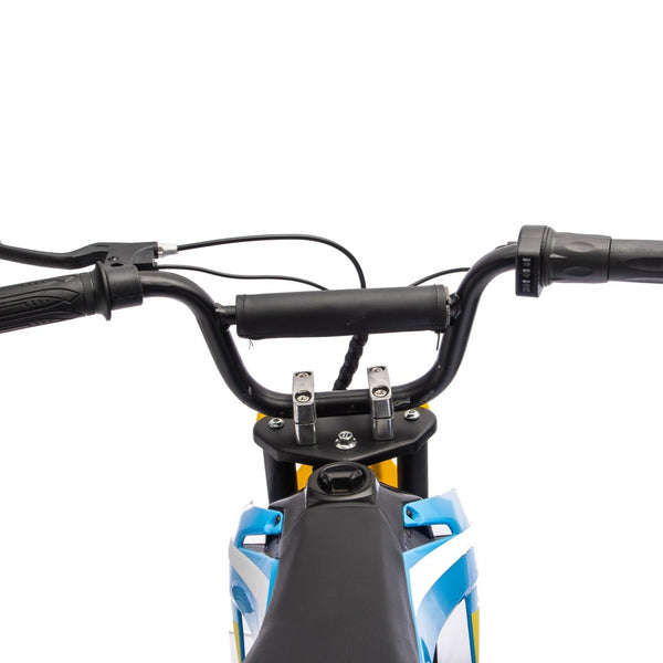 English Elm 24v 250w Kids Off-road Electric Motorcycle with Led Lights Bluetooth and Rear Suspension Blue W1578P203980