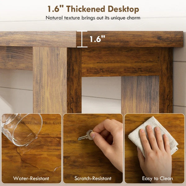 English Elm Modern Farmhouse Console Table Slim Entryway Sofa Accent with Open Storage Shelf Distressed Brown T3971P481617