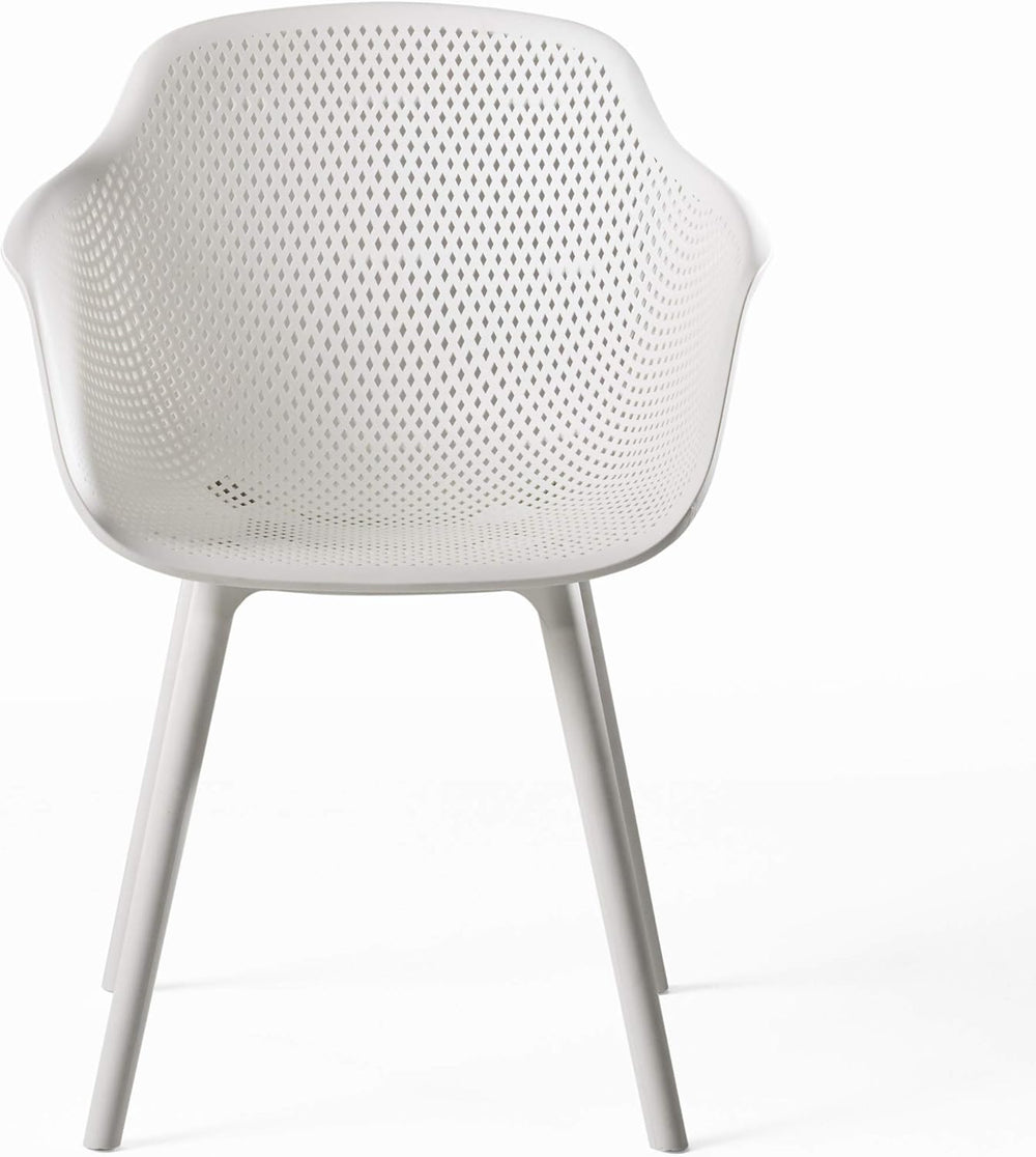 English Elm Christopher Knight Home® - LOTUS Outdoor Dining Chairs Set of 4 – Weather-Resistant Polypropylene with Diamond Pattern Comfort and Durability White 26.75 L x 26.5 W x 24 H N776P243064W