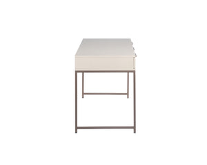 Sunpan Rebel Desk - Modern Solid Oak Wood Desk with Soft Closing Drawers and Black Iron Hardware Design Champagne Gold / Cream
