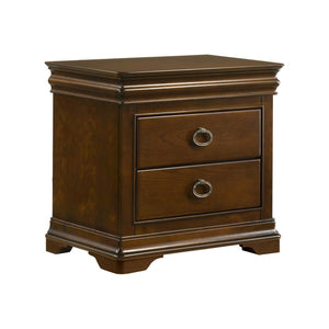 English Elm 3-drawer Nightstand Rubberwood Cherry Veneer with Crown Molding and Usb Charging B016P453488