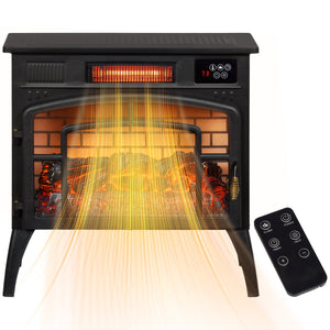 English Elm Homcom 22" Electric Fireplace Stove - Portable Infrared Heater With Realistic Flames & Safety Features W2225P249857