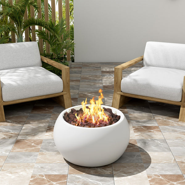 English Elm Christopher Knight Home® - Patio MGO Propane Fire Pit with 30,000 BTU Heat Output, Durable Magnesium Oxide, No Assembly Required White N772P289216W