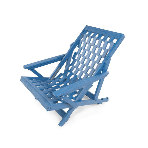 English Elm Pinecrest Outdoor Folding Lounge Chair Recycled Hdpe Reclining Patio Seat with Cushion Blue B2745P409691
