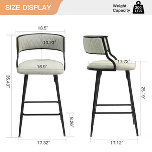 English Elm SET 26'' Counter Height Bar Stools with Breathable PU, High-Density Foam, Black Powder-Coated Base, Footrest Beige W2215P196279