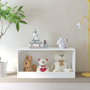 English Elm Open Toy Storage Box for Kids White Wooden Organizer Bin - Open Front Plush & Book Holder, Modern Playroom Solution W808P298013