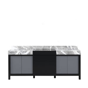 English Elm Black Double Bath Vanity 84" W With Castle Grey Marble Top - Elegant Storage & Modern Charm B2731P261129