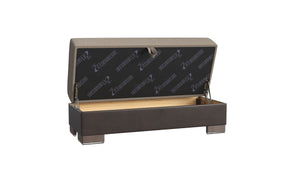 English Elm PrimeNest Upholstered ZenAero Convertible Ottoman with Wood Trim, Click-Clack Storage, Microfiber Comfort Brown+Sand B030P280986