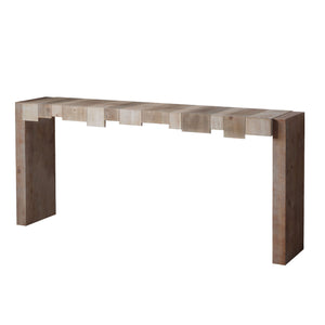 English Elm Modern Rustic 71" Console Table with Sculpted Block Apron, Narrow 15" Depth for Hallway & Foyer Elegance W2729P239169