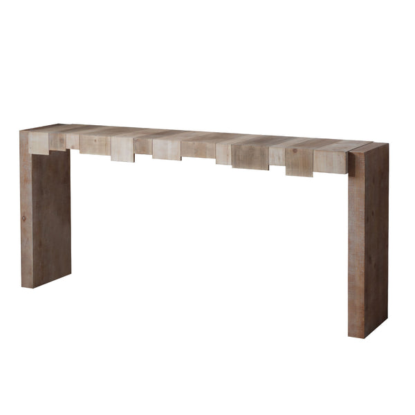English Elm Modern Rustic 71" Console Table with Sculpted Block Apron, Narrow 15" Depth for Hallway & Foyer Elegance W2729P239169