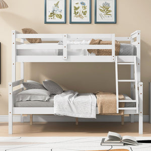 English Elm Twin Twin-over-Full Bunk Bed with Attached Ladder and Full-Length Guardrails for Safe Space-Saving Sleep White SM000118AAK-1