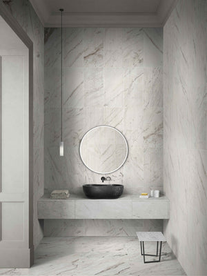 English Elm Luxury Solid Marble Vessel Sink Wavy Organic Stone Basin Matte Honed Vanity Bowl W1696P408021