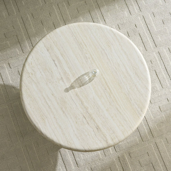 English Elm 35.04''fiberglass Round Coffee Table Faux Marble Finish Low Profile Modern Living Room W2582S00200
