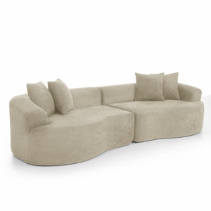 English Elm Modern Chenille Cloud Sectional Sofa Curved 4 Seat Living Room Couch Ready to Use Camel W1413S00132