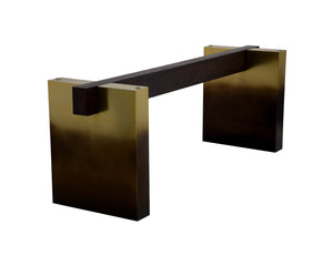 Sunpan Calvosa Dining Table Base with Ombre Design - Captivating Dark Bronze & Dark Walnut Finish