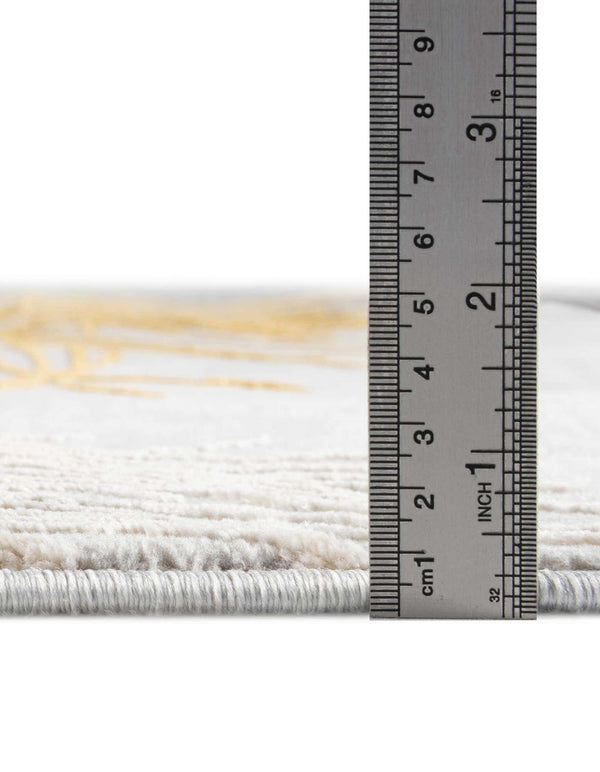 Unique Loom Finsbury Camilla Machine Made Botanical Rug Yellow Gray, Ivory 5' 3" x 8' 0"