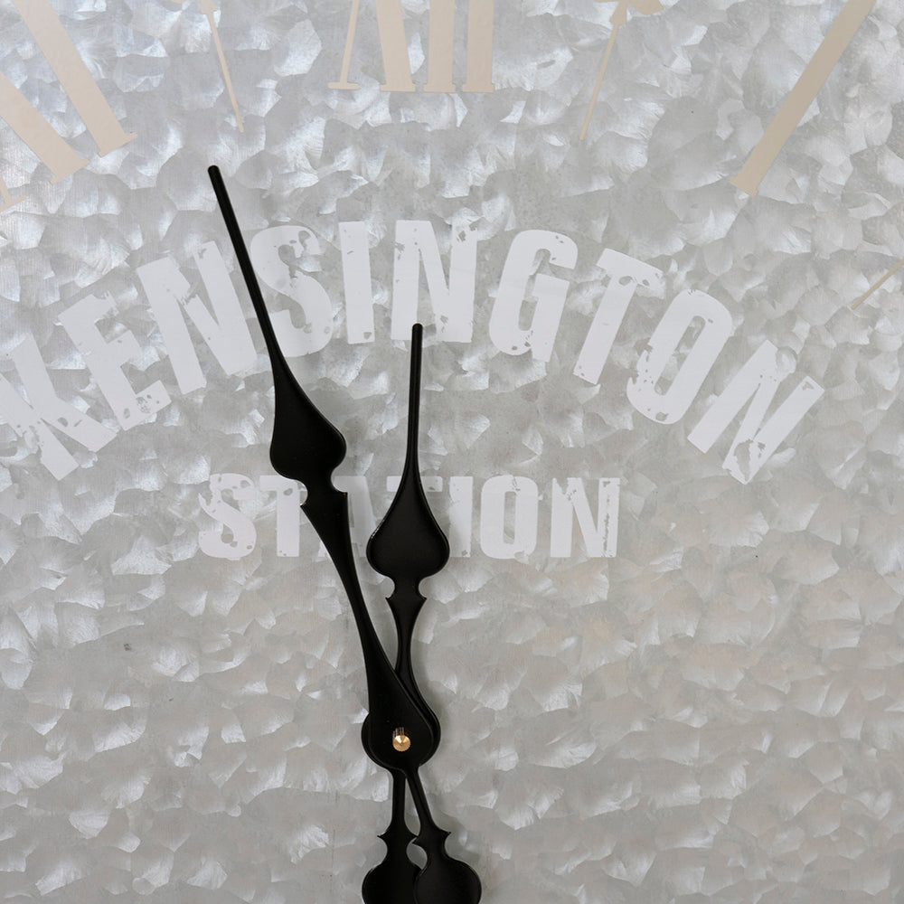 English Elm D32.3" Oversized Rustic Wall Clock with Fir Frame, Galvanized Numerals, Black Steel Hands, Vintage Charm W2078P293128