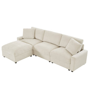 English Elm 103.54" L-shaped Modular Sectional with Ottoman Storage Polyester Cloud Sofa Beige W1669S00051