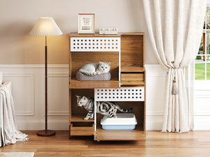 English Elm Modern Mdf Cat Litter Box Enclosure Side Table with Ventilated Storage Compartment Brown N752P394342D