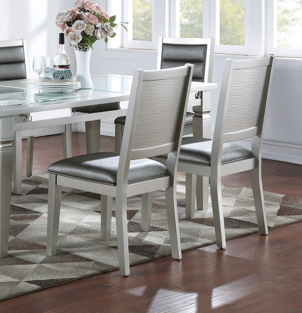 English Elm Contemporary Elegant Tufted Cushion Back Dining Chairs Set of 2 Faux Leather Plush Seat Silverwood B011P233652