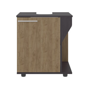 English Elm Phillips Under Sink Cabinet Black with Rear Cut-Out, Double Door Storage, Modern Slim Design B200P374503