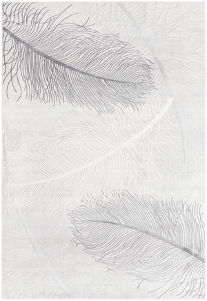 Unique Loom Finsbury Camilla Machine Made Botanical Rug Gray, Ivory/Beige 6' 1" x 9' 0"