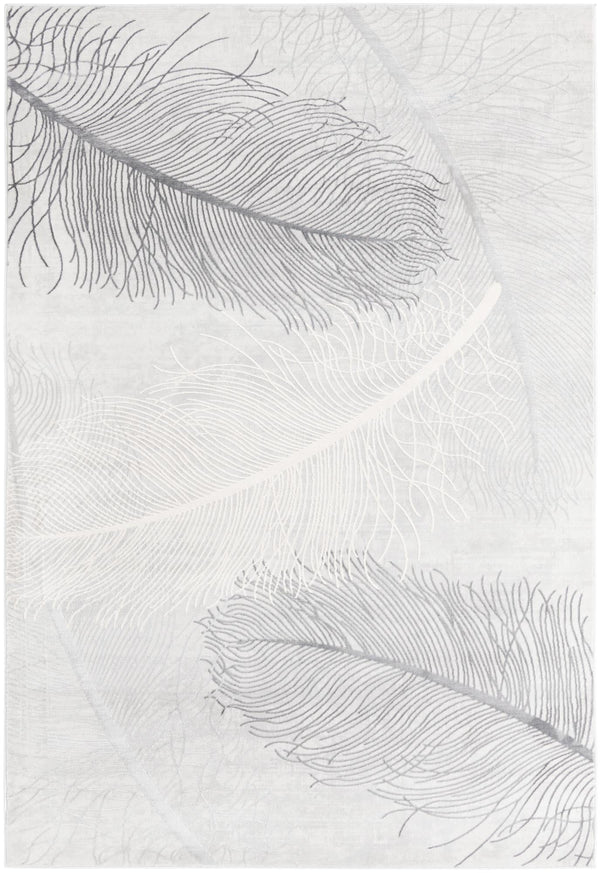 Unique Loom Finsbury Camilla Machine Made Botanical Rug Gray, Ivory/Beige 6' 1" x 9' 0"