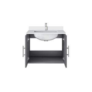 English Elm Dark Grey Bath Vanity With Cultured Marble Top & Faucet Set – Modern Storage Solution For Small Bathrooms B2731P258558