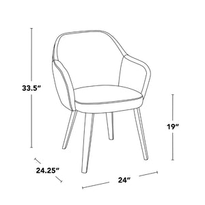 English Elm Dining Chair Set of 2 Velvet Upholstered Bentwood Legs Whitewashed Organic Modern Green B202S02061