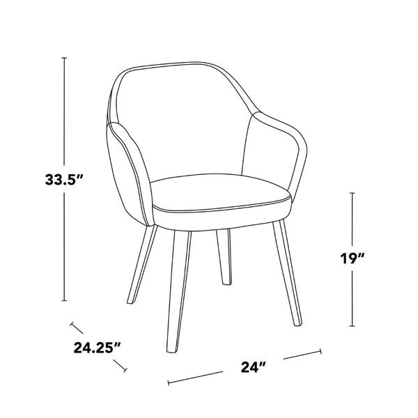 English Elm Dining Chair Set of 2 Velvet Upholstered Bentwood Legs Whitewashed Organic Modern Green B202S02061
