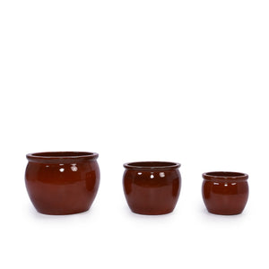 English Elm 3 Pieces Ceramic Flowerpot Set - Handcrafted Modern Planters For Garden, Patio, And Windowsills W3273P321540