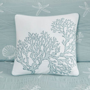 English Elm 4 Harbor House Seaside Cotton Percale Reversible Quilt Set with Embroidered Starfish and Shells, Full/Queen Aqua 20.87 L x 16.93 W x 10.24 H B03595790
