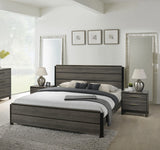 Grey King Bed Set with Nightstands, Antique Style, 3-Piece, Modern Design