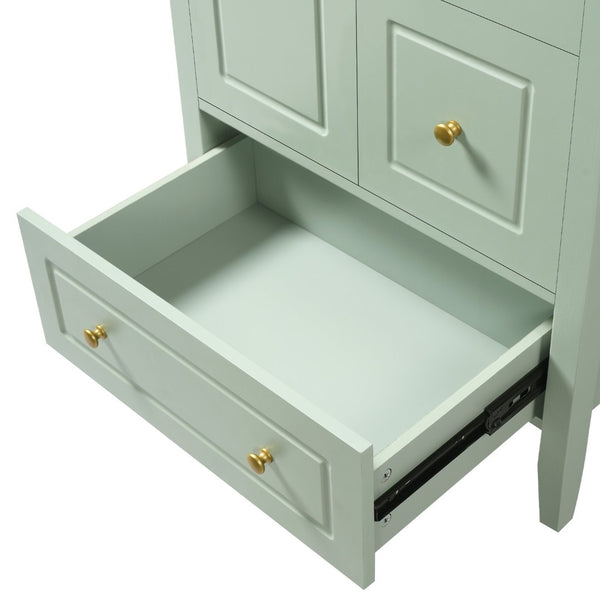 English Elm [video] 24 Inch Farmhouse Bathroom Vanity with Sink Pine Wood Mdf Soft Close Storage N759P415299G