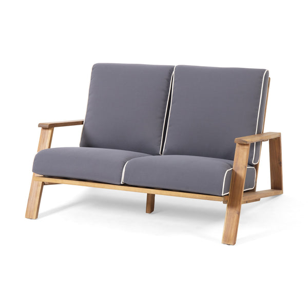English Elm Christopher Knight Home® - PALOMA Acacia Wood Loveseat with Weather-Resistant Cushions and Outdoor Coffee Table Set for Patio Conversations and Relaxation Grey 68611.00DGRY